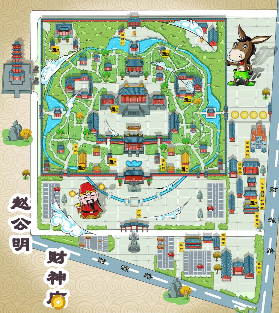 南华寺庙类手绘地图